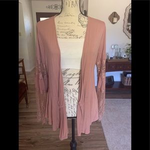 Boho lace bell sleeve cardigan